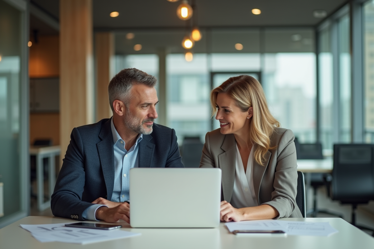 Deux collègues discutant autour d