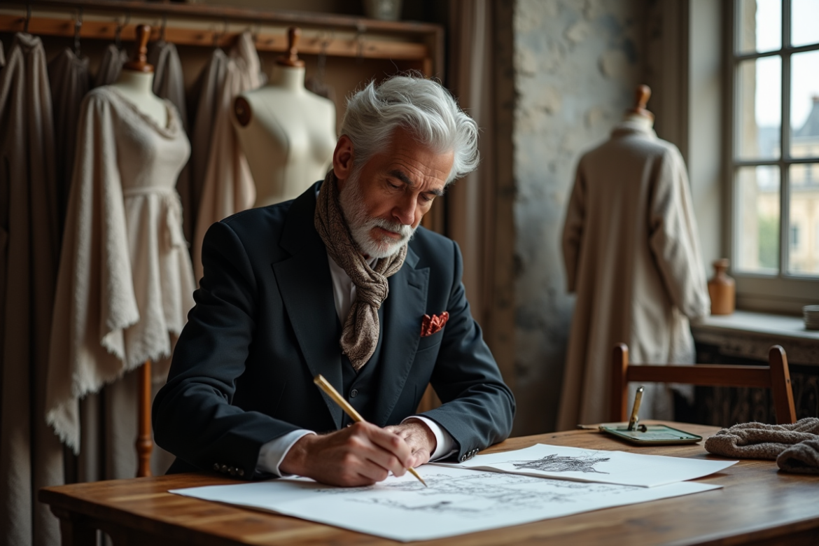 Dessinateur de mode à Paris dans un atelier élégant