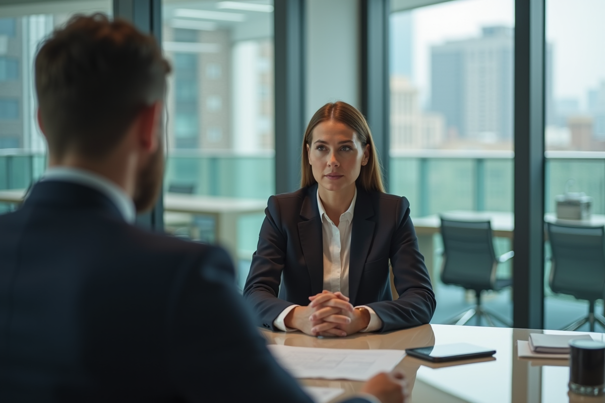 Femme professionnelle discutant avec conseiller bancaire