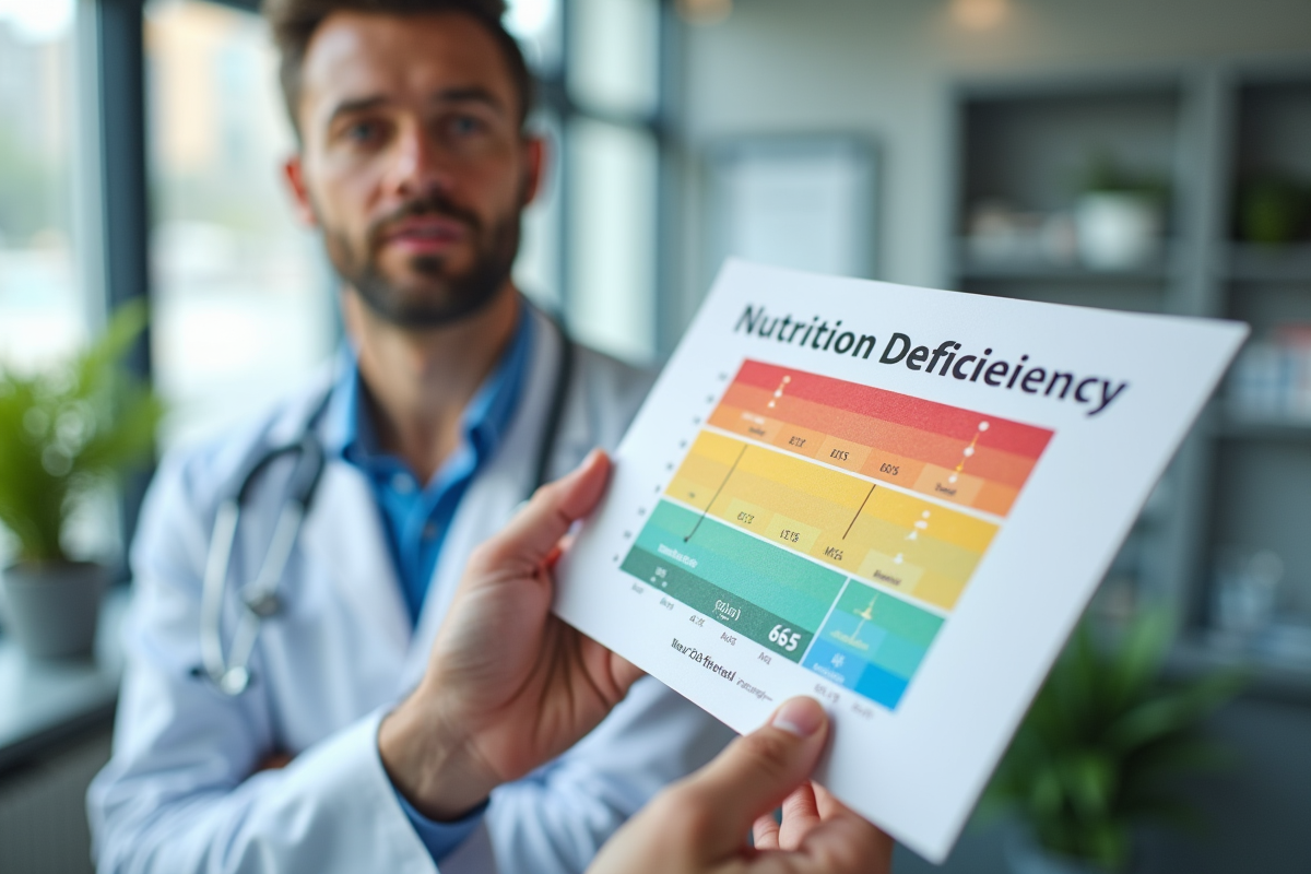 Médecin montrant un graphique nutritionnel à un patient