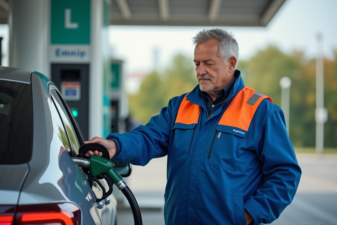 Technicien en station hydrogene refuelant une voiture moderne